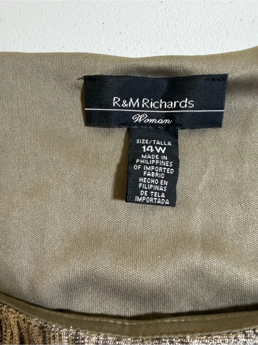 R&M Richards Women’s 14W Textured Sleeveless Swing Dress Taupe Beige NWT - Picture 9 of 11